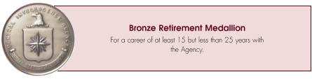 Bronze Retirement, medallion