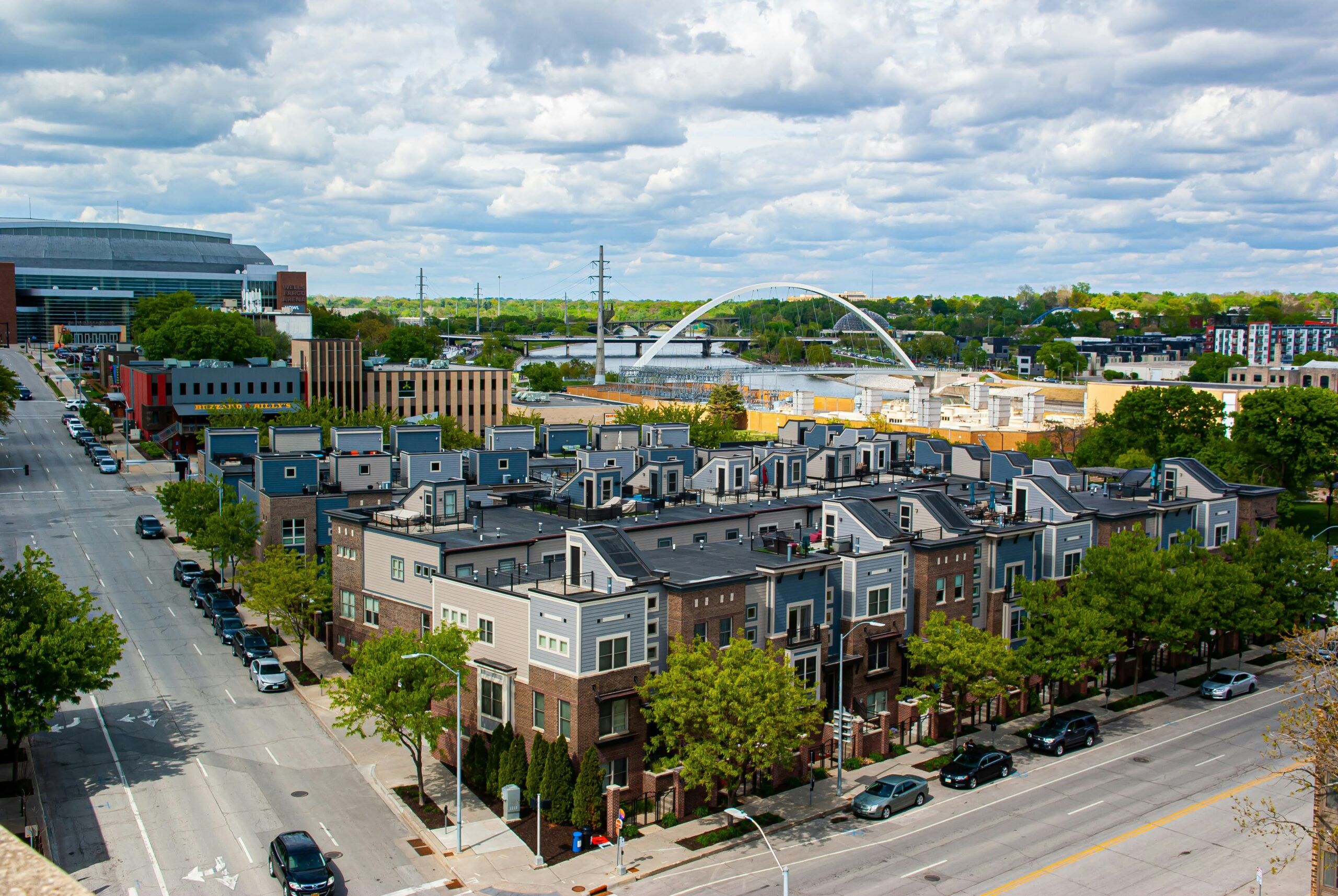 aerial view of infill development
