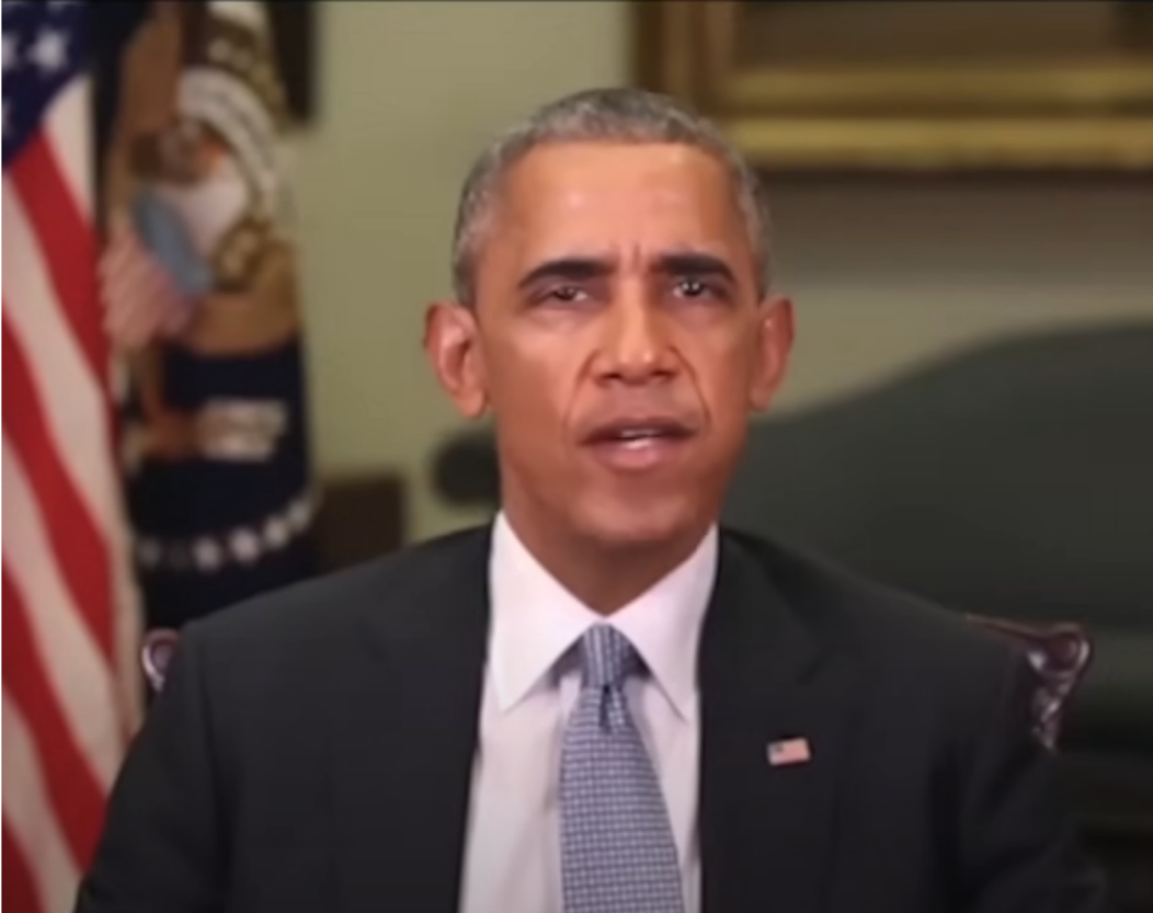 Screenshot from an AI-manipulated video of President Obama