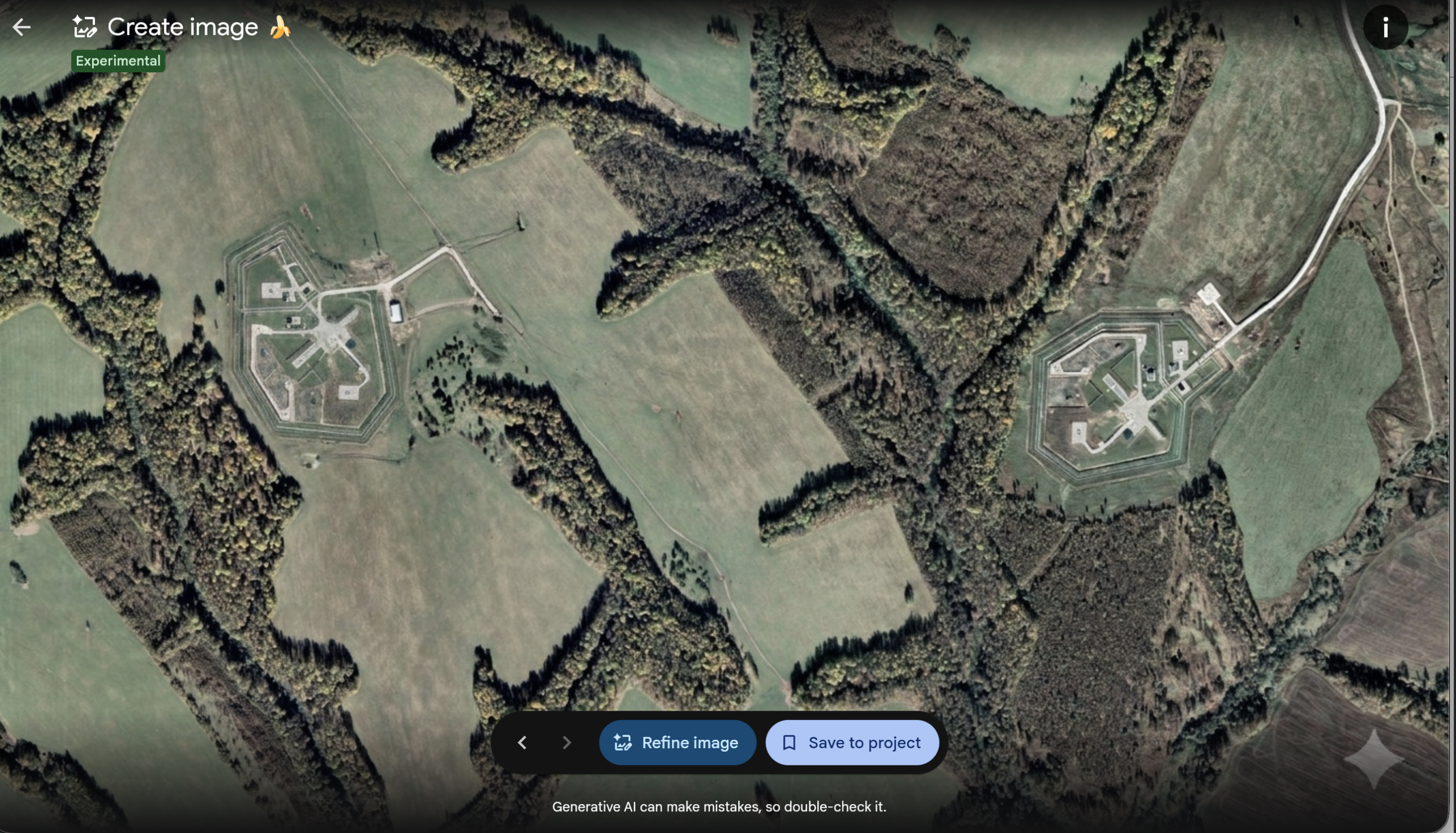 A deepfake satellite image generated by Google Earth's Nano Banana 2 tool.