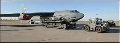 Advanced Cruise Missile loading on B-52H bomber at Minot Air Force Base